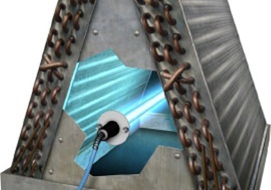 UV germicidal lamp installed inside an evaporator coil
